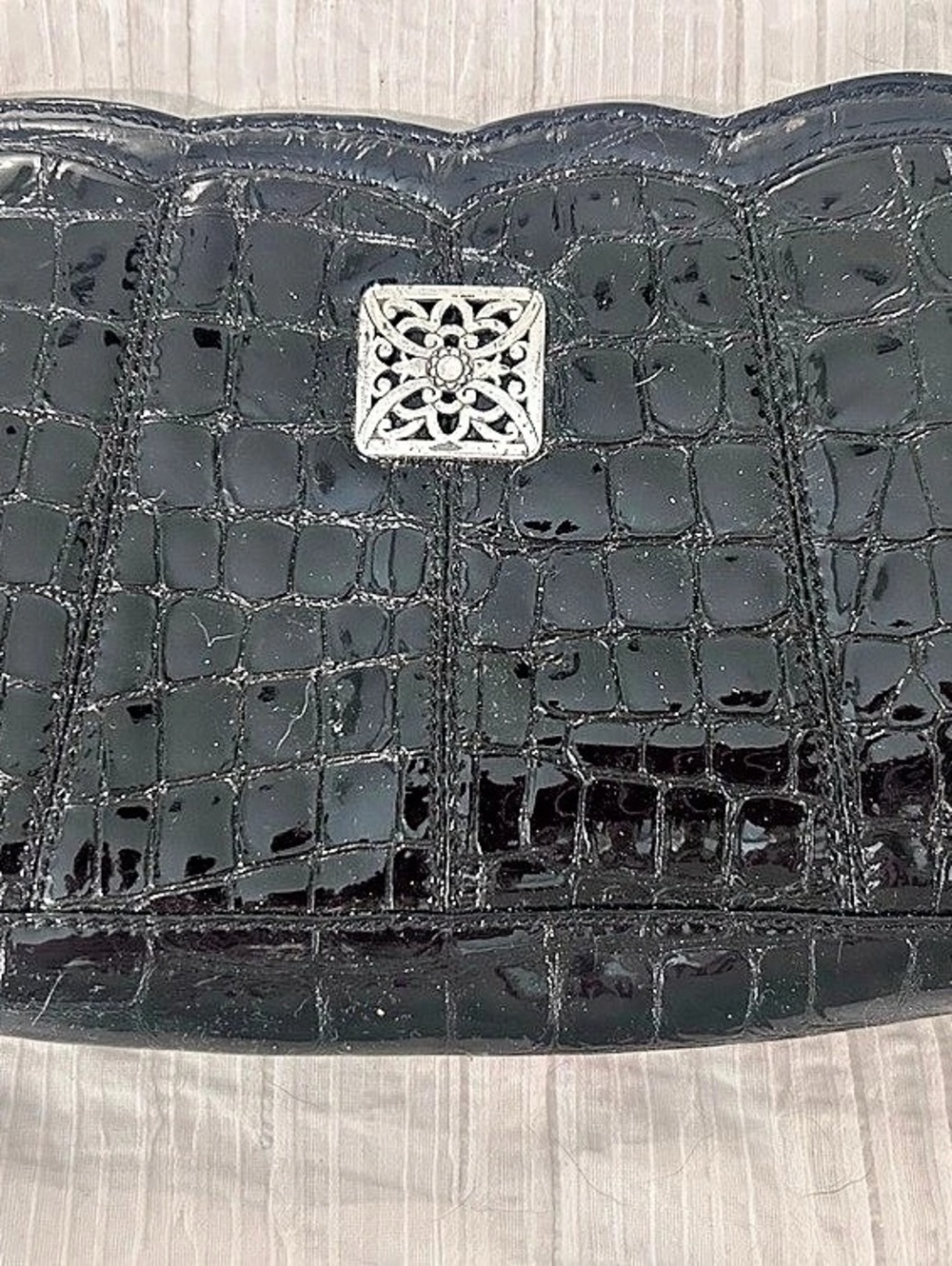 Brighton Black Crocodile-Embossed Clutch